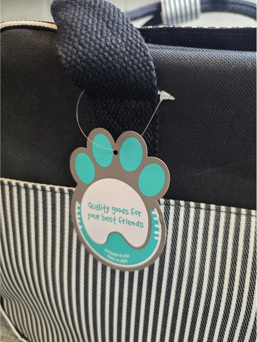 PetAmi Dog Purse Carrier Small Dog Cat Travel Bag Stripe Black NWT Airline App